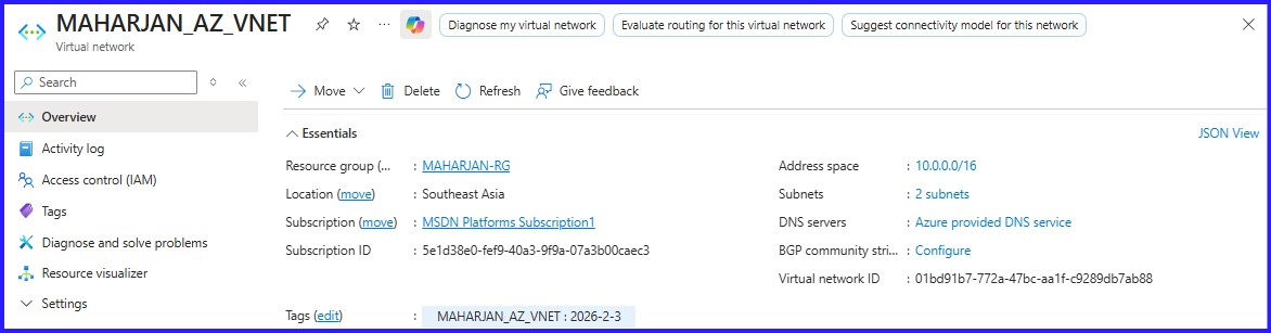 VNET Created
