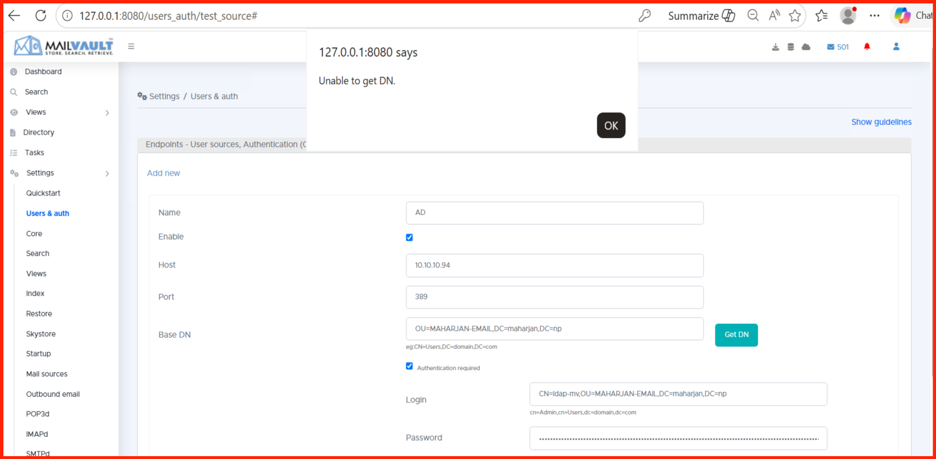 LDAP Issues unable to get DN