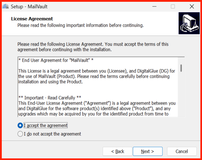 MailVault Installation Wizard