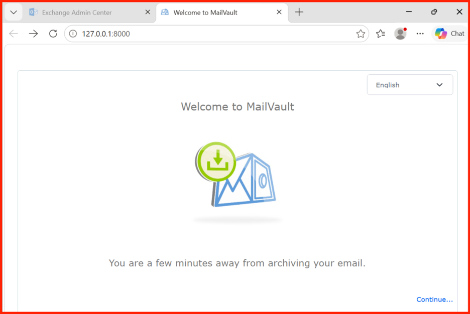MailVault Setup Wizard Interface