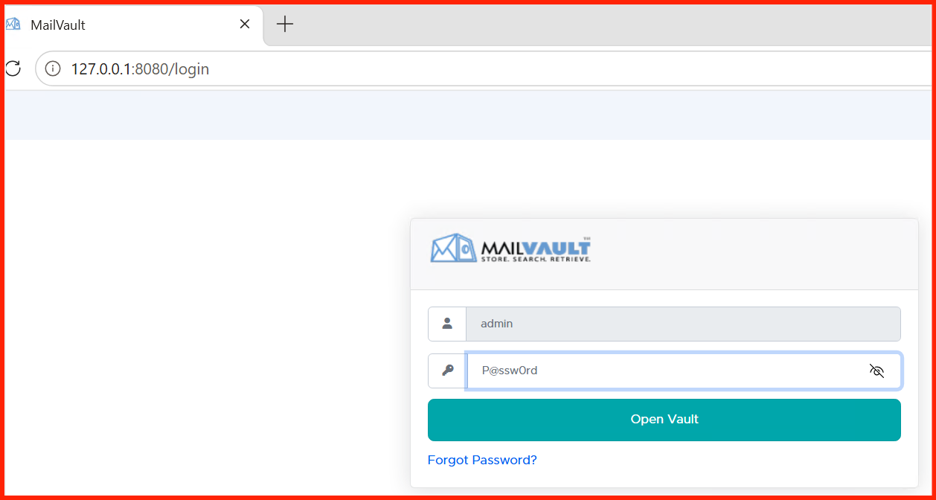 MailVault Setup Wizard Interface