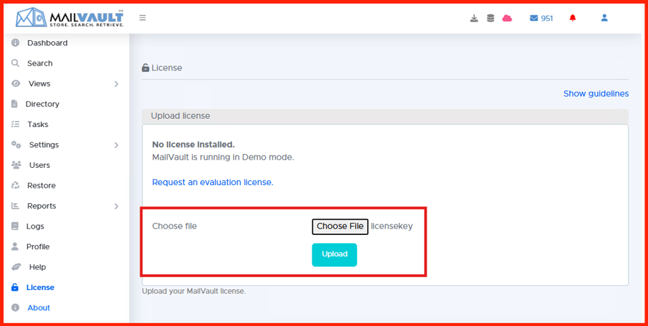 MailVault Setup Wizard Interface