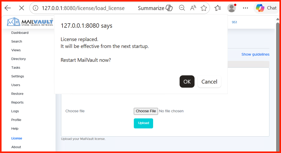 MailVault Setup Wizard Interface