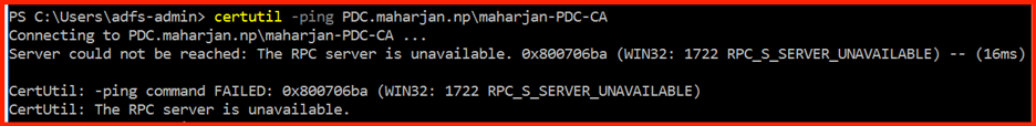 certutil ping error