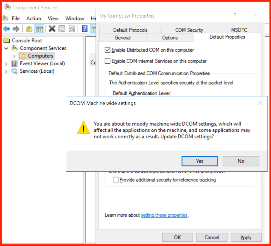 Default Authentication and Impersonation settings