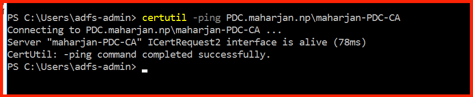 certutil ping success