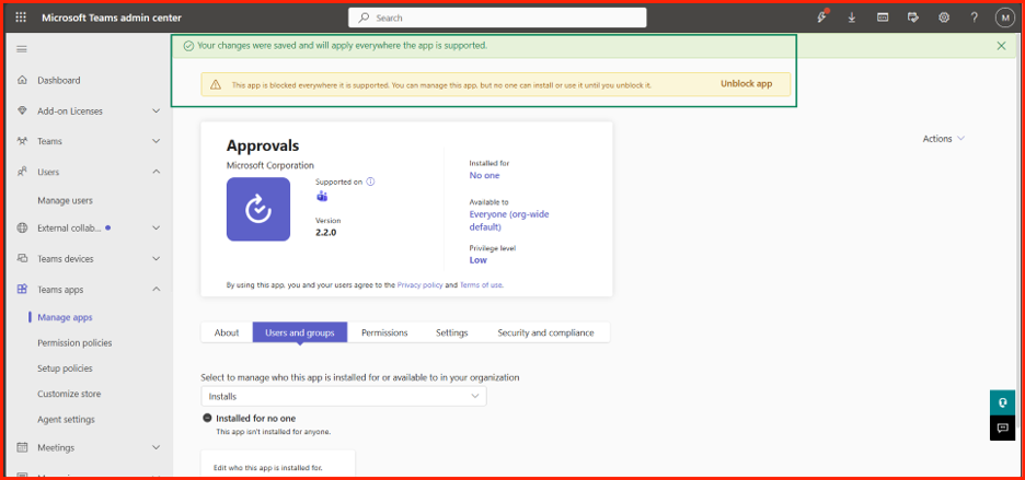 Admin center reporting change completed notification banner