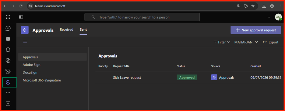 Pinned navigation sidebar showing current application alignment status