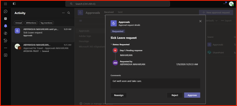 In-context approval item verification details