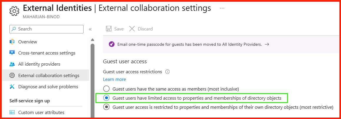 Entra ID Guest User Access Restrictions Toggle Panel