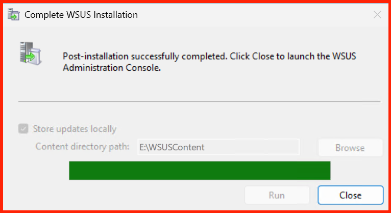 Server Manager post-installation notification for WSUS
