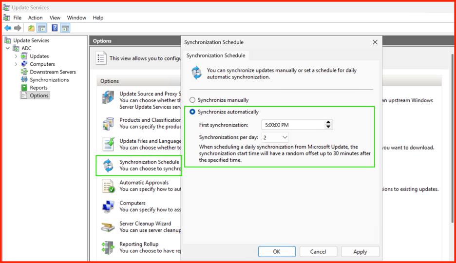 Selecting products and classifications in WSUS