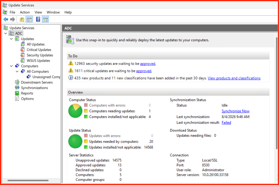 WSUS Administration Console – Overview