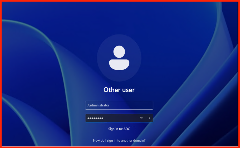 DSRM login screen